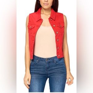 New Look Red Rose Monica Denim Vest